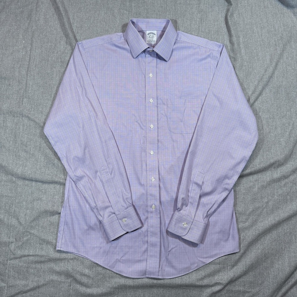 Brooks Brothers Shirt Mens‎ 15.5 35 Regent Non Iron Stretch Plaid Dress Shirt